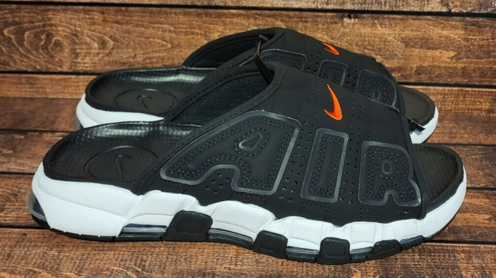 Nike Air More Uptempo Slides Black White Red Sandal Shoes FJ2708-001 Mens Size 8
