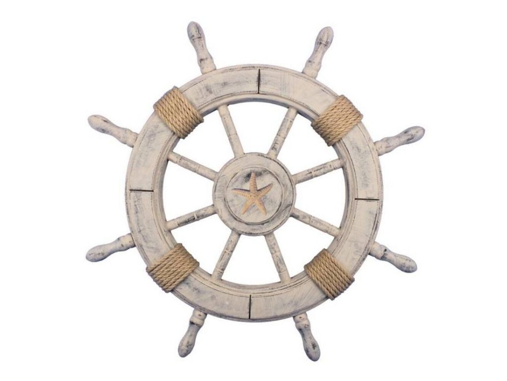 Rustic Decorative Ship Wheel with Starfish 24