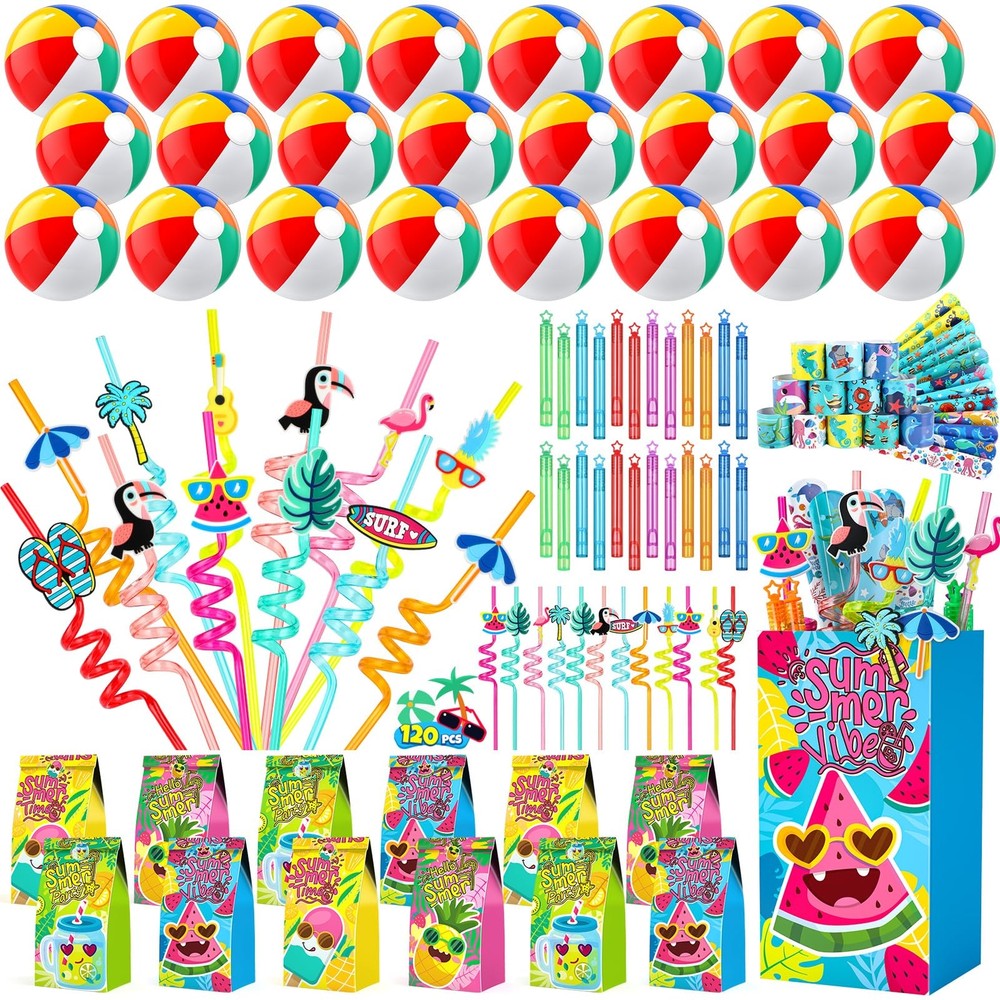 Pool Party Favors and Beach Party Favors - 120 PCS Party Bag Stuffers Includi...