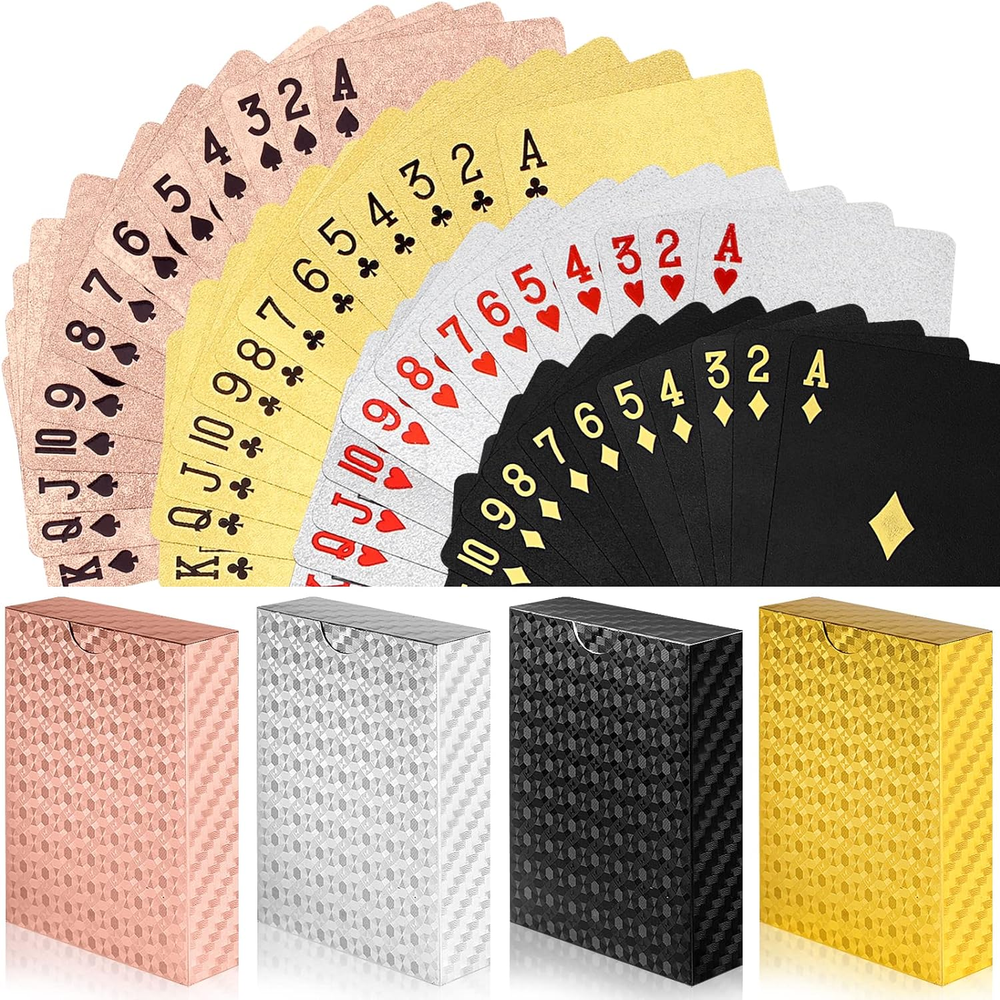 4 Decks Waterproof Plastic Poker Cards - Novelty Deck, Family Game, Party