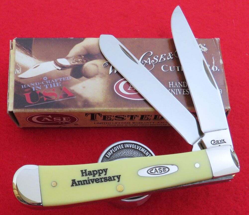 Case XX Trapper Knife 2009 Factory Engraved HAPPY ANNIVERSRY MIB Stainless NR