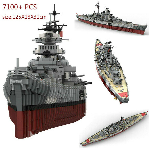Bismarck Battleship Model Building Blocks Set Warship MOC Brick Toys Gift 7164pc