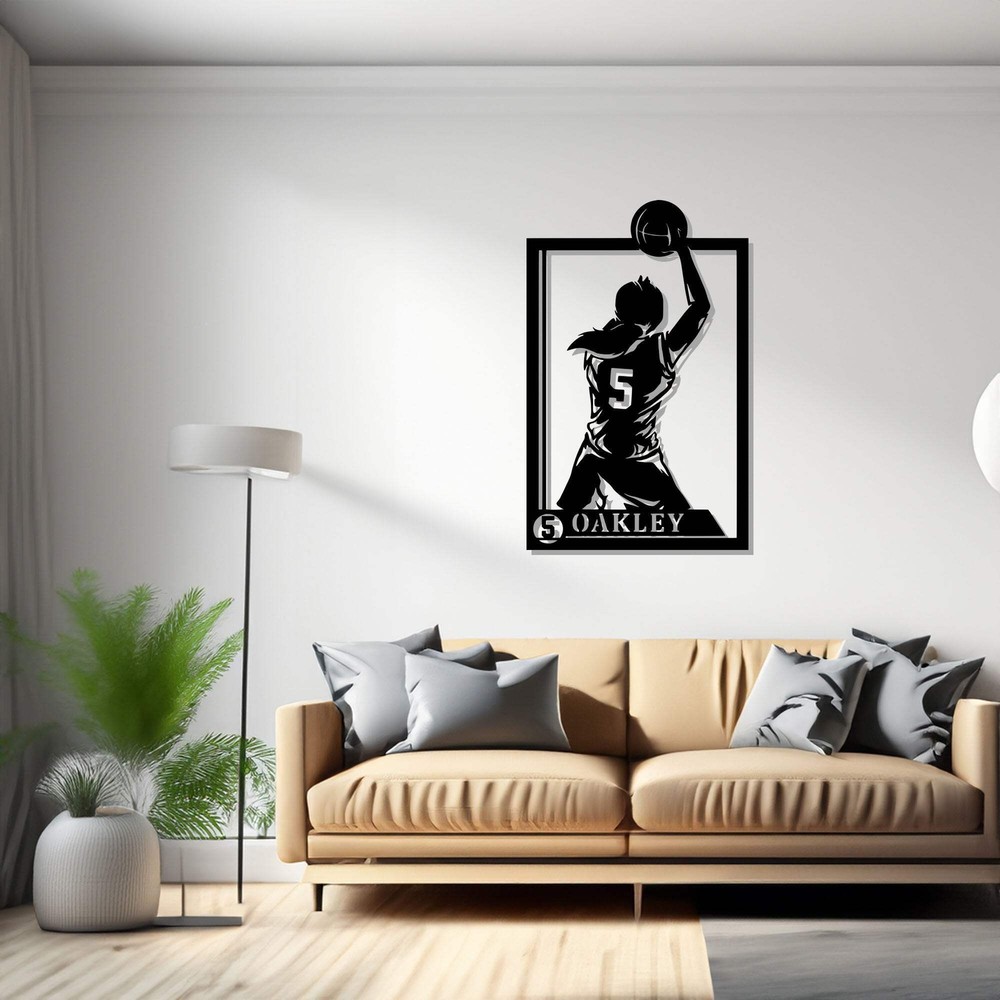 Custom Female Basketball Signage Metal Sign Personalized Basketball Player Name