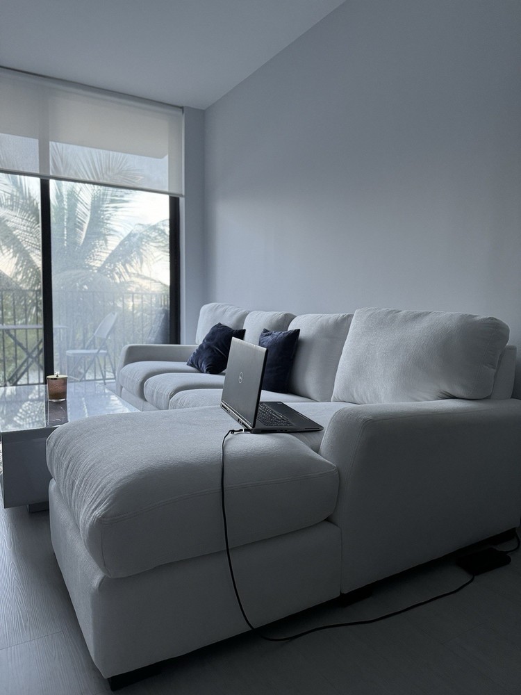 White Fabric Modular Two-Piece Sectional Sofa Set