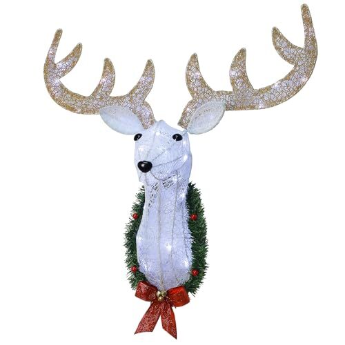 Lighted Christmas Wall Decor Reindeer Head, 28