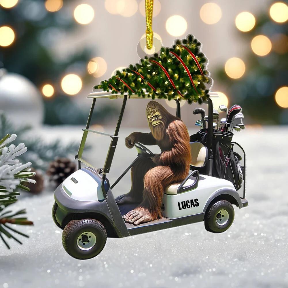 Personalized Bigfoot Golfer Christmas Ornament