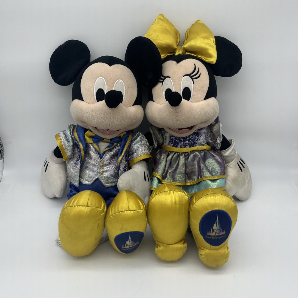 Disney World 50th Anniversary Mickey and Minnie Mouse Plush Toy Set
