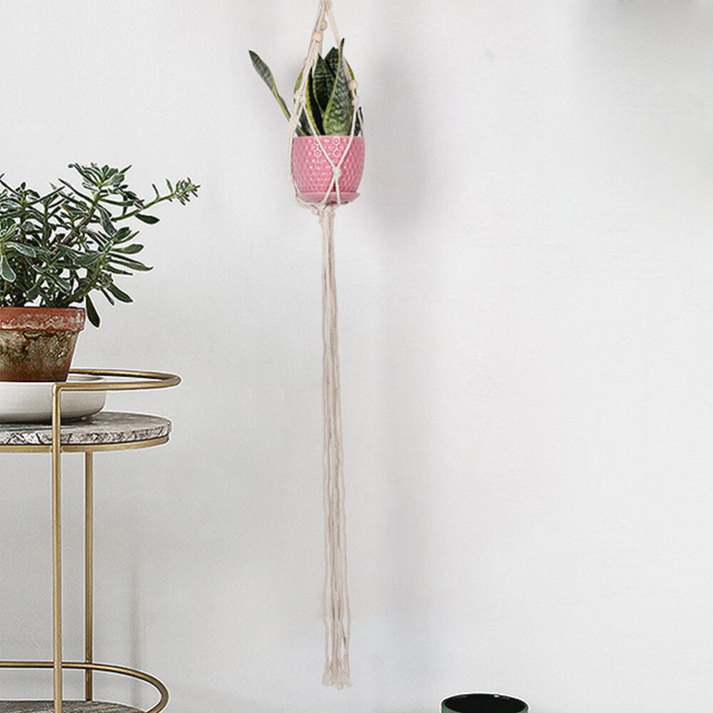 Indoor Wall Hanging Cotton Rope Basket Succulents Flower Pot Planting Green