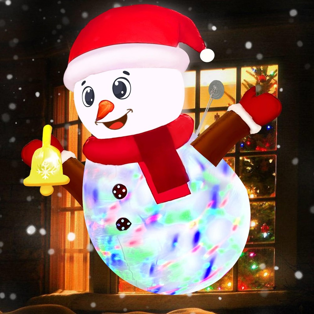 4ft Christmas Inflatables Decoration Outdoor Snowman Broke Out from Window wi...