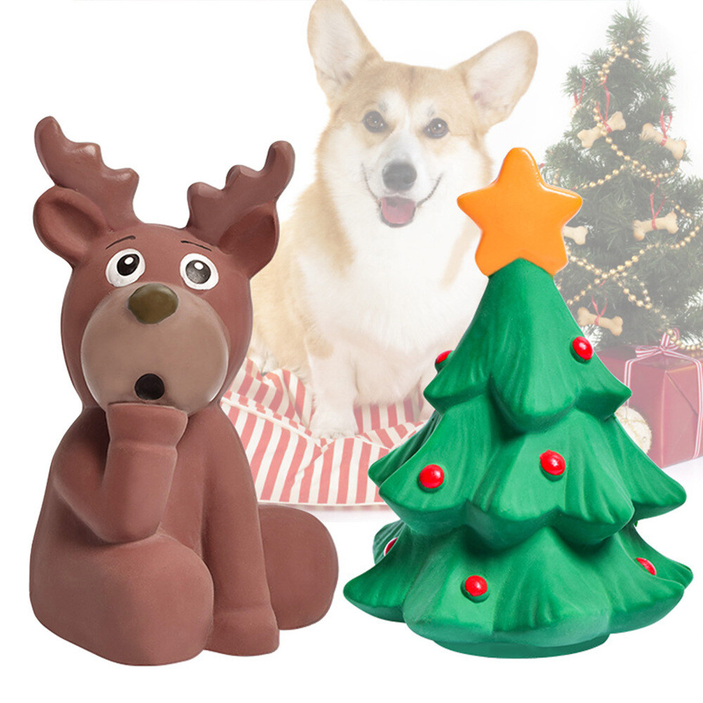 Pet Dog Chew Toys Christmas Tree Elk Design Dog Teeth Dental Cleaner Xmas Gifts