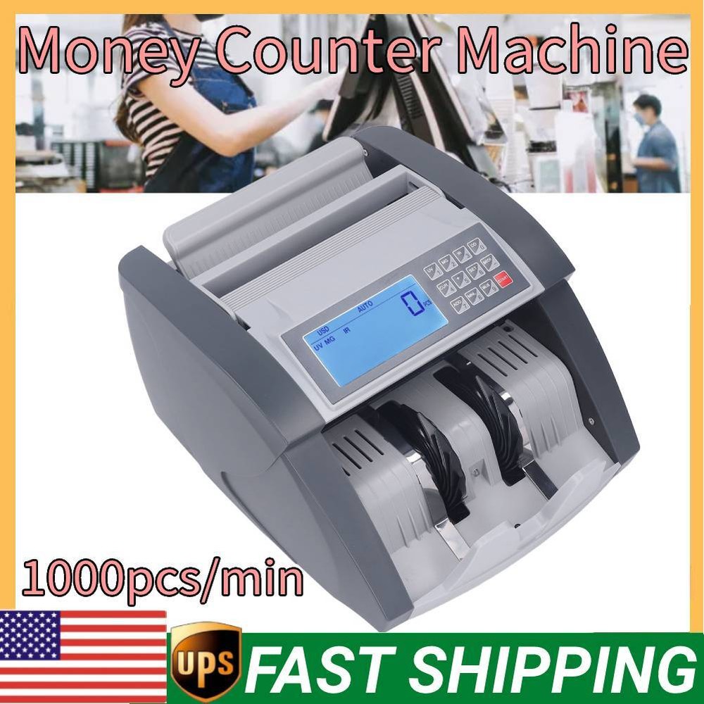 Money Counting Machine LCD Display Banknote Currency Counter 11.4 x 10 x 6.5inch