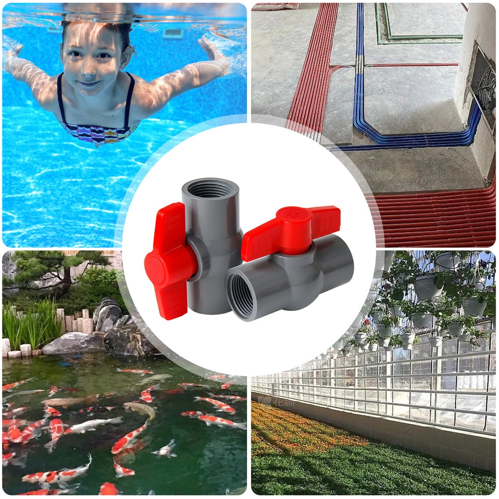 2PCS PVC Ball Valves 2 Inch Inner Hole T-shaped Handle Water Air Liquid Valve