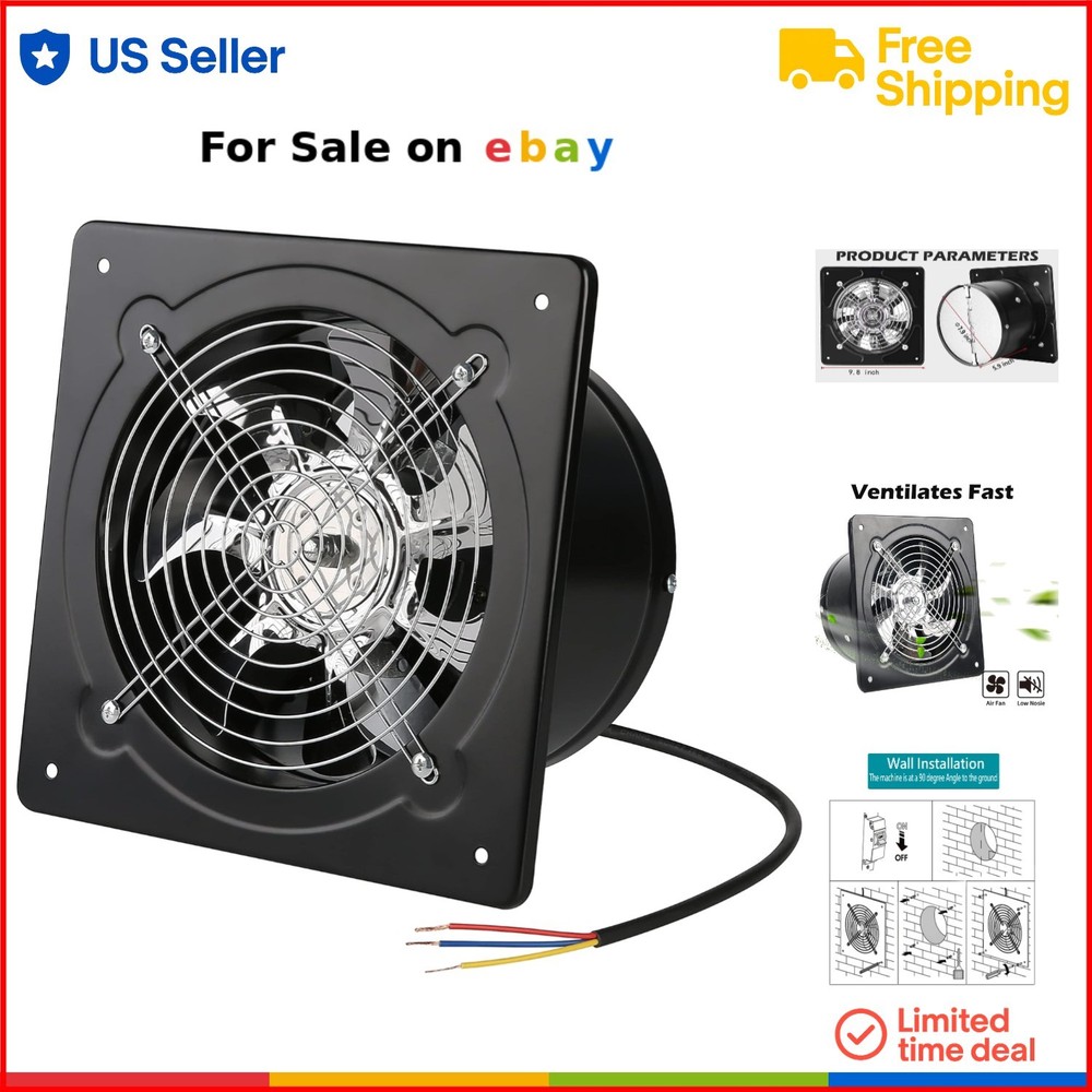8 Inch Metal Waterproof Exhaust Fan 500 CFM for Kitchen Bathroom Ventilation