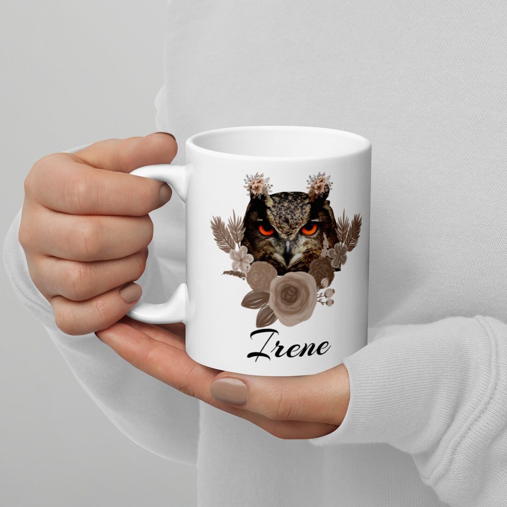 Custom Owl White Ceramic Coffee Mug Personalized Gift for Her  -image