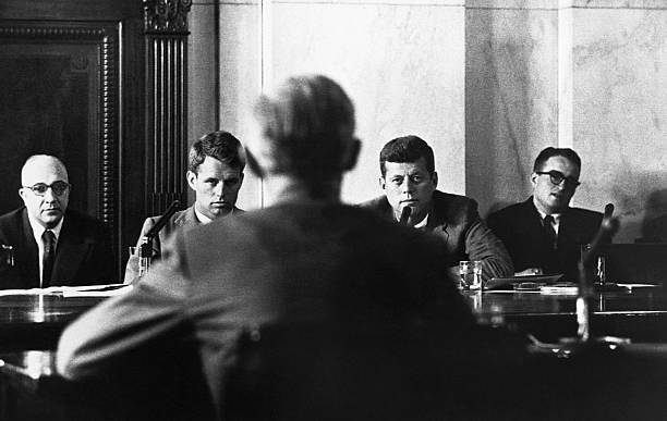 Robert John F Kennedy McClellan hearings labor racketeering aimed J- Old Photo