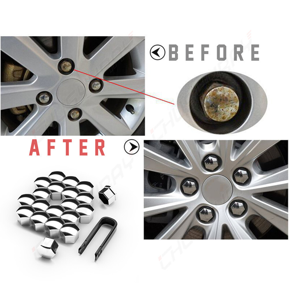 20pcs 17mm Car Wheel Nut Lug Cover Auto Hub Screw Caps Bolt Rims Tire W/ Tool