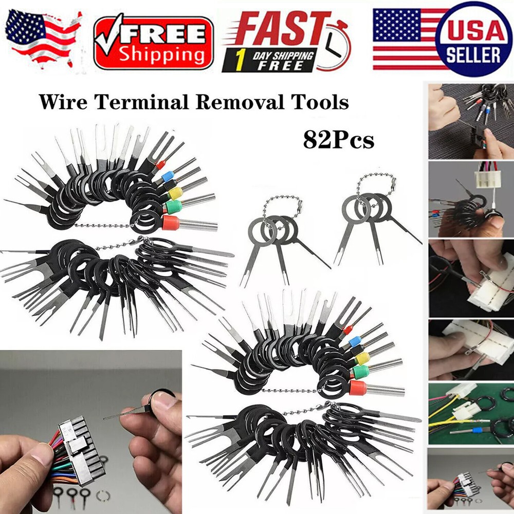 82Pc Pin Release Ejector Wire Kit Extractor Car Auto Terminal Removal Connector