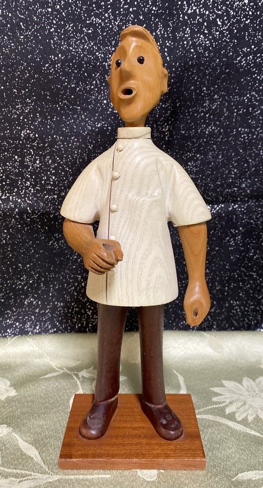 Vintage Romer Doctor Hand Carved Wooden Sculpture Italy