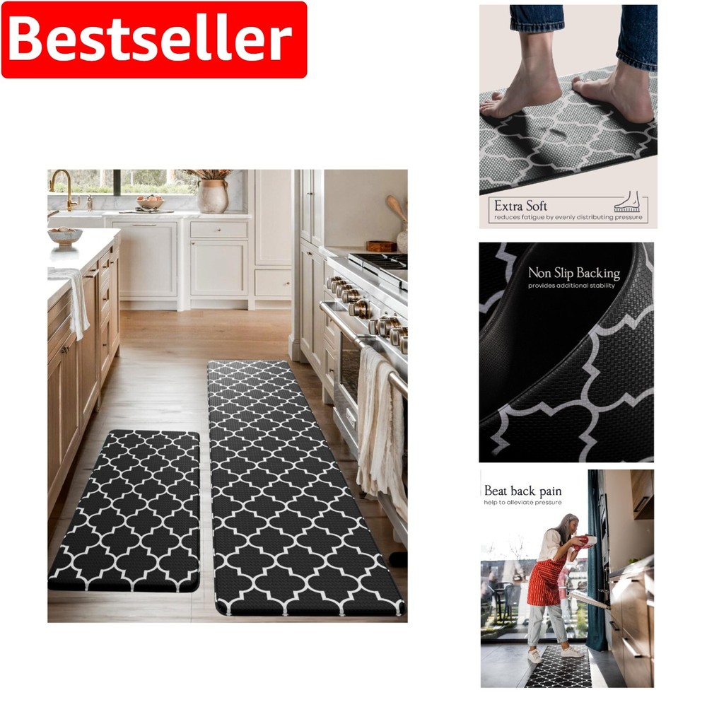 Stylish Anti-Fatigue Kitchen Mats 2-Pack Memory Foam Comfort