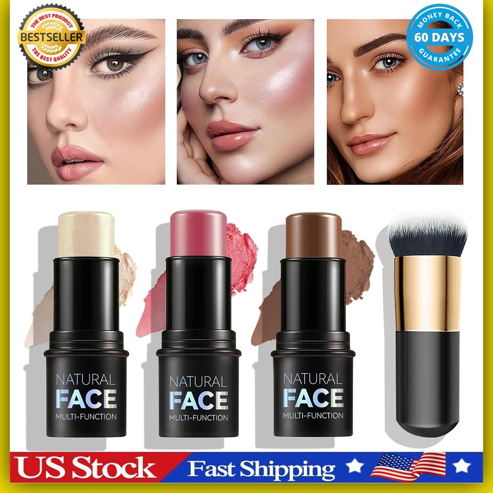 Contour Stick Highlighter Stick, Blush Stick 3Pcs Cream Contour Kit with Contour