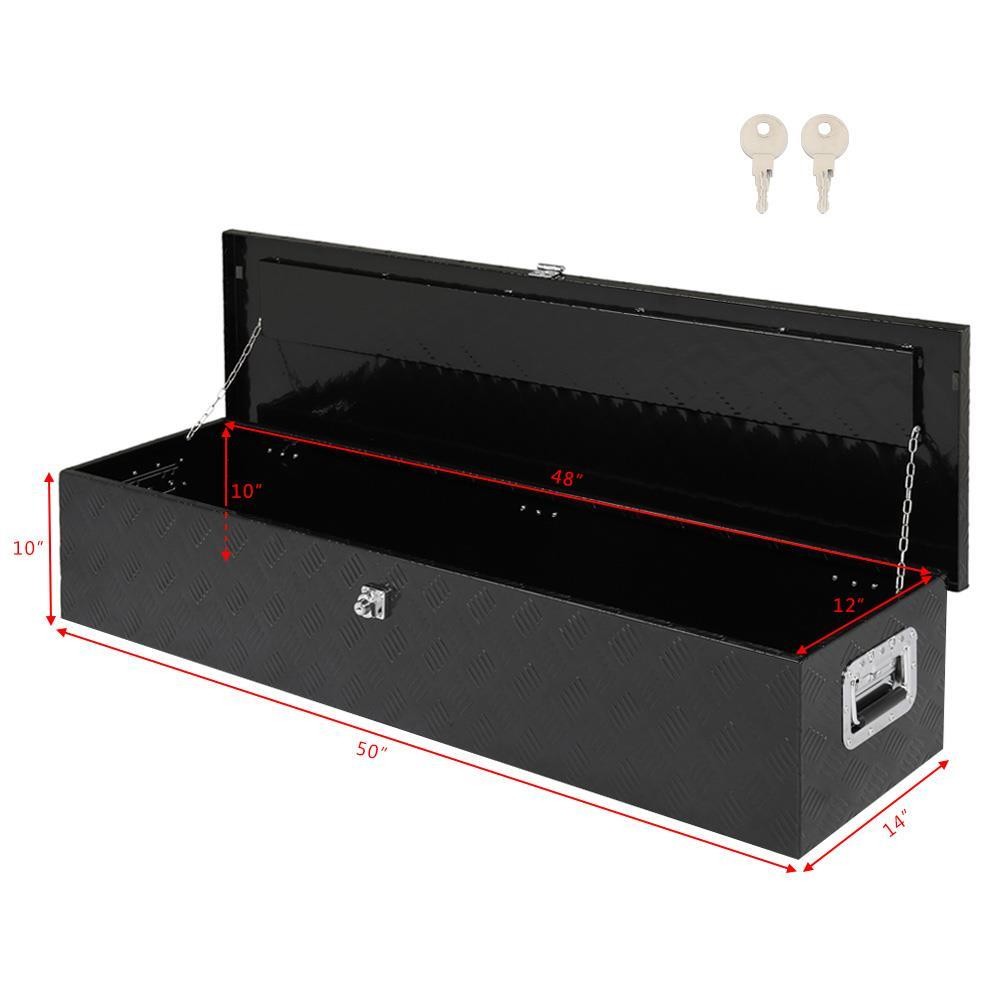 50x14x10 Black Aluminum Pickup Truck Bed Storage Tool Box with Lock