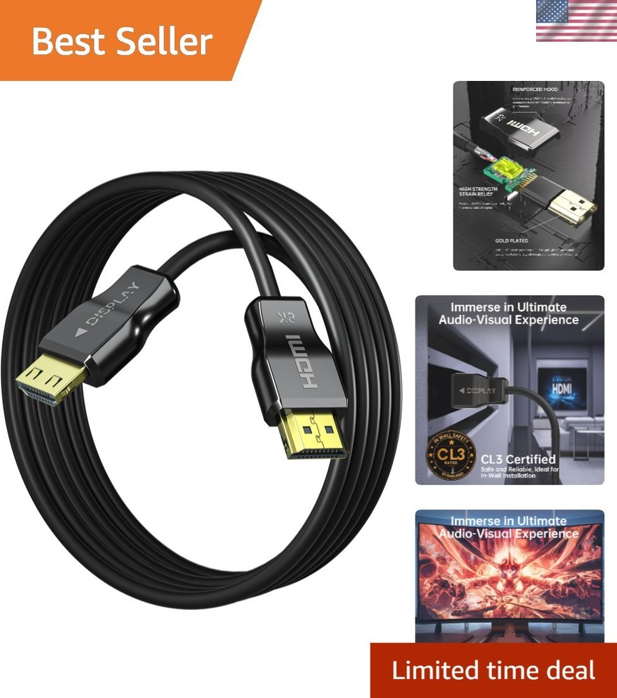CL3 Rated 65.4ft 8K Fiber Optic HDMI Cable with 48Gbps for Seamless Installations