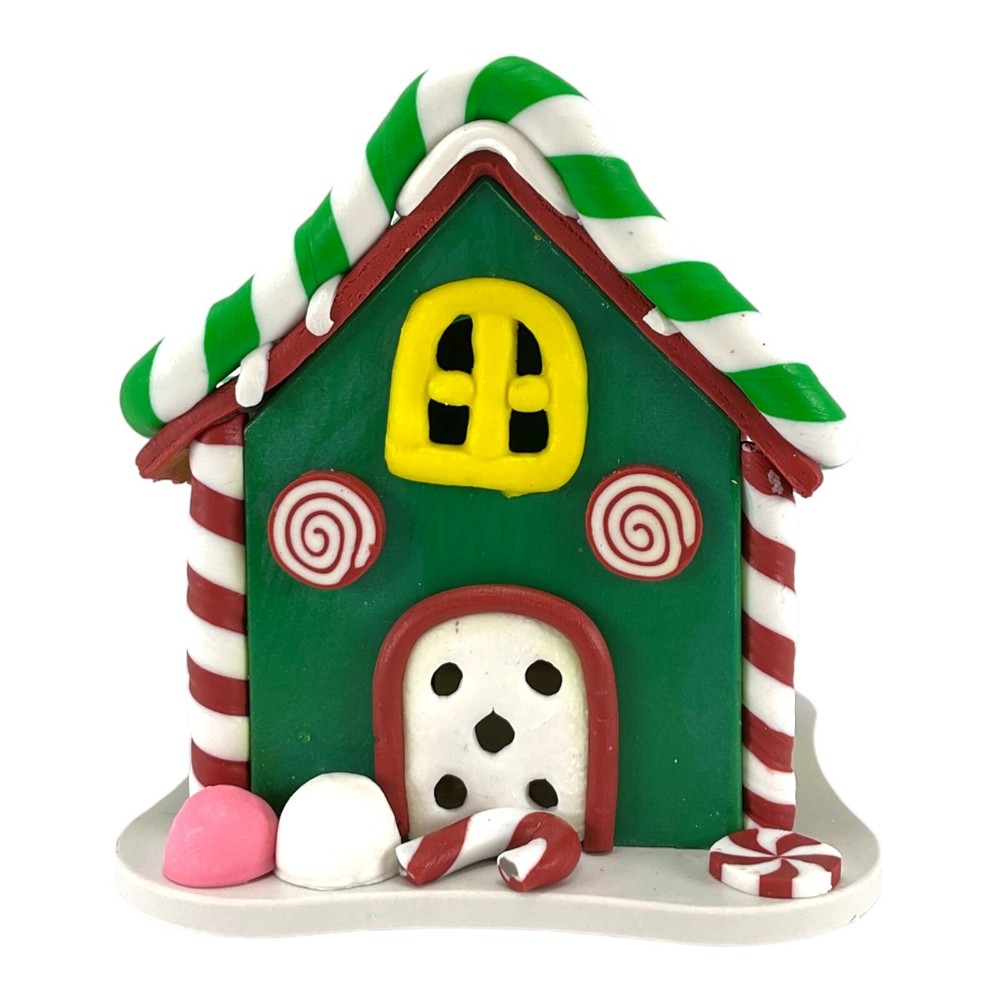 LED Lighted Candy House with Gumdrops and Candy Cane Ornament 2.7 Inch