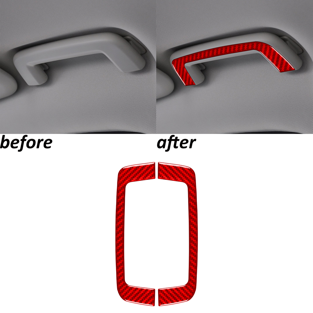 Cubierta de panel de manija de techo interior de fibra de carbono roja para Ford Focus 2012-2018
