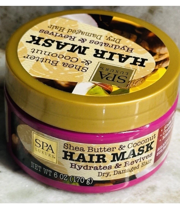 Luxury SPA Shea Butter Coconut Hair Mask Hydrates Revives Dry Damaged Hair 6oz