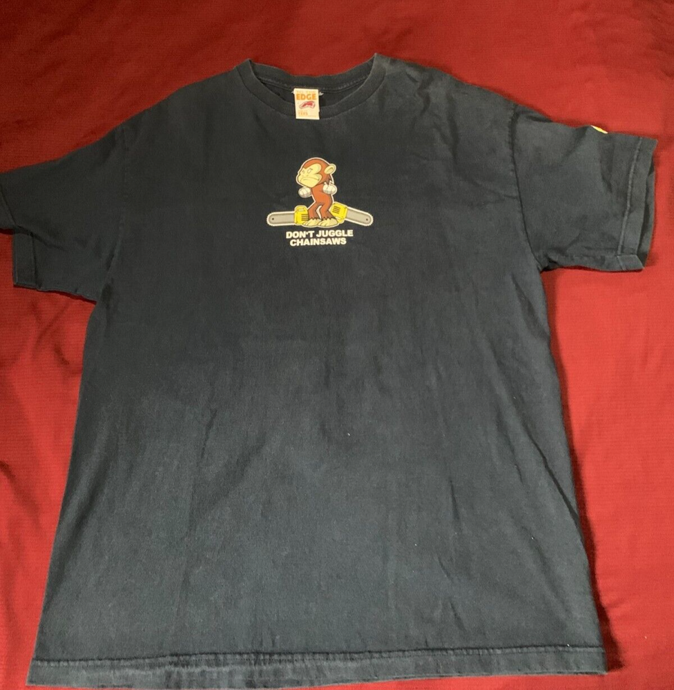 Vintage 90s To The Edge Prime Cut Tees Don't Juggle Chainsaws’ Monkey Size XL