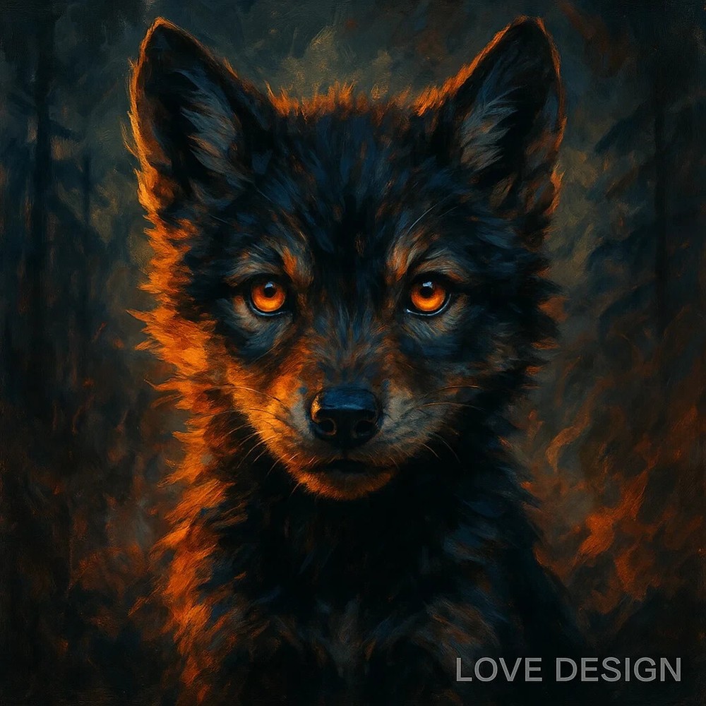 AI Art Digital Wallpaper - Child Wolf Desktop Background-image
