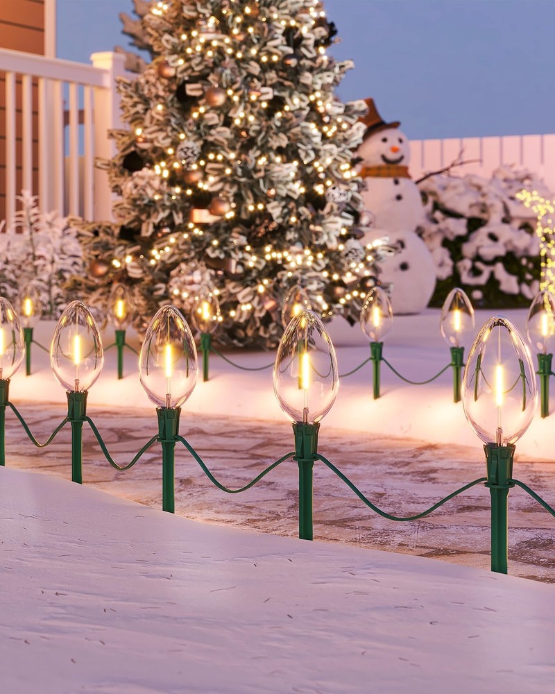 Jumbo C9 Christmas Lights, 20FT Christmas Pathway Lights Outdoor, 10 Warm Whi...