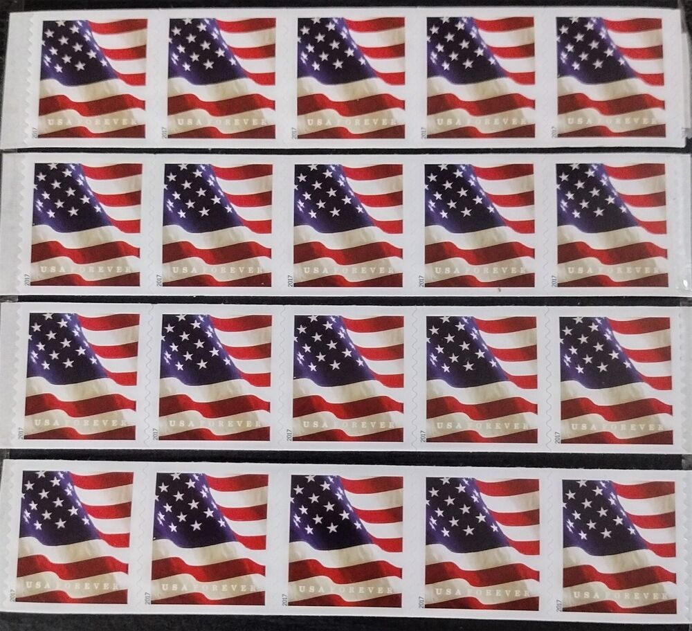 2017 Forever, US Flag, Coil strip of 20 pcs First Class Mail for 1 oz letters 🔥