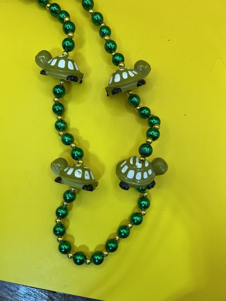 Mardi Gras Beads Turtles Necklace