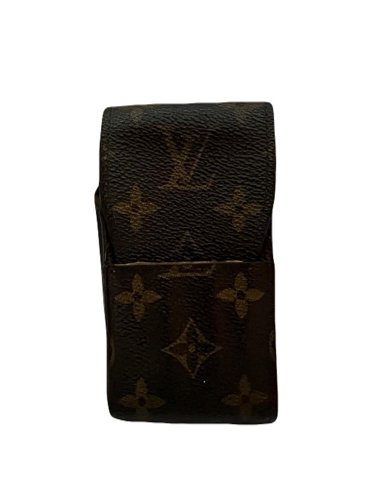 Louis Vuitton Monogram Cigarette Case Leather Brown USED E0807-1