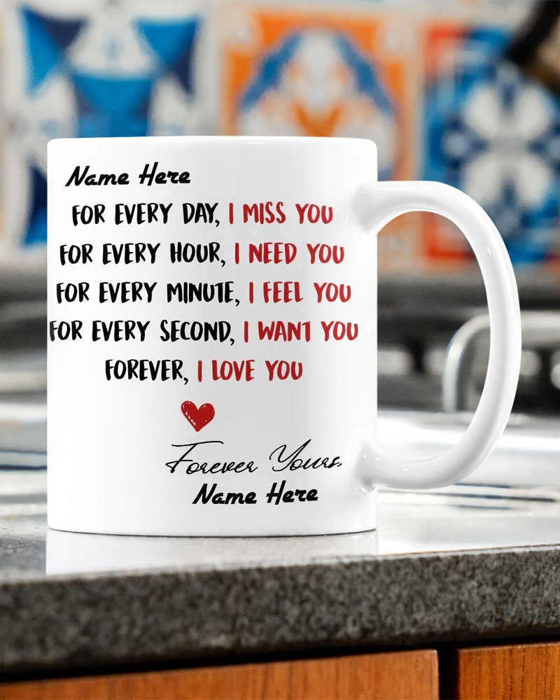 Custom Personalized Miss You Coffee Mug for Valentine's Day Gift