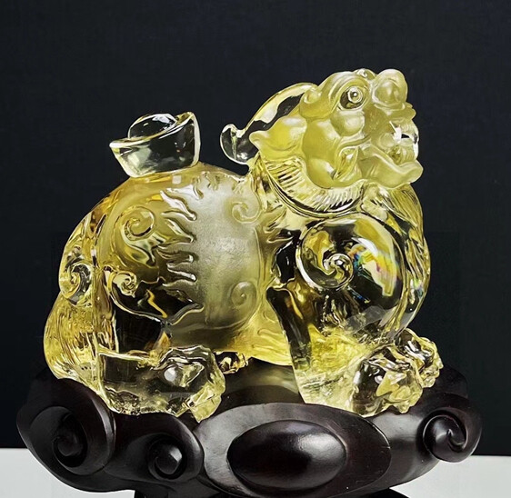 2.6LB Natural Citrine Quartz Carved Lion Skull Crystal Decoration