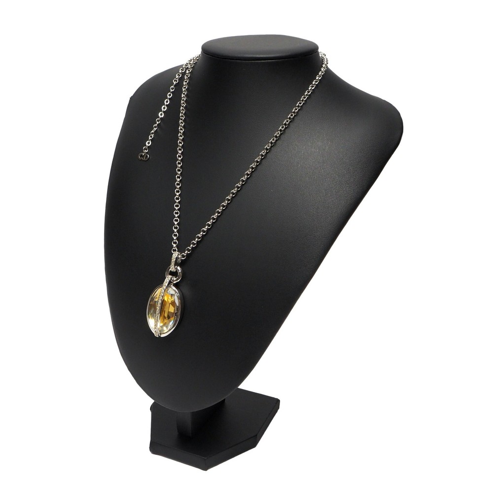 Vintage Christian Dior Rhinestone Pendant Necklace with Colored Stones Y0618