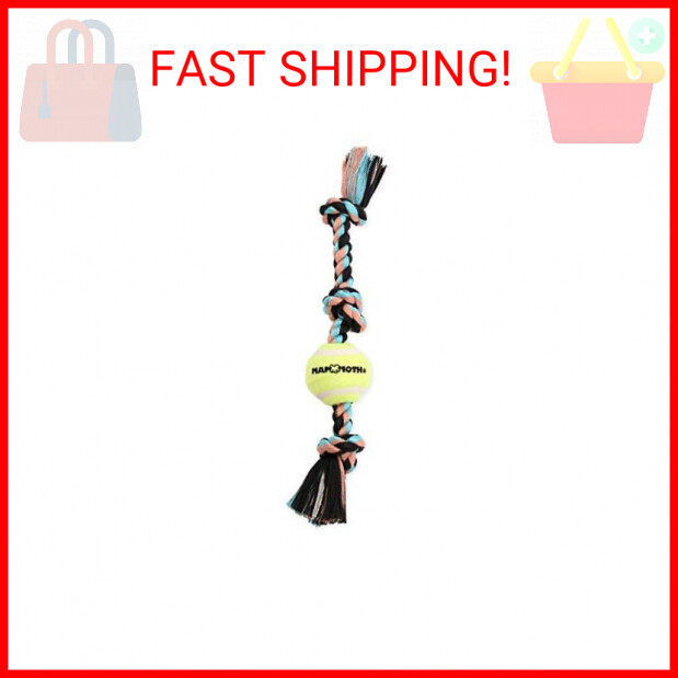 Mammoth Flossy Chews 3-Knot Tug Toy with Mini Tennis Ball – Durable Cotton-Poly Blend