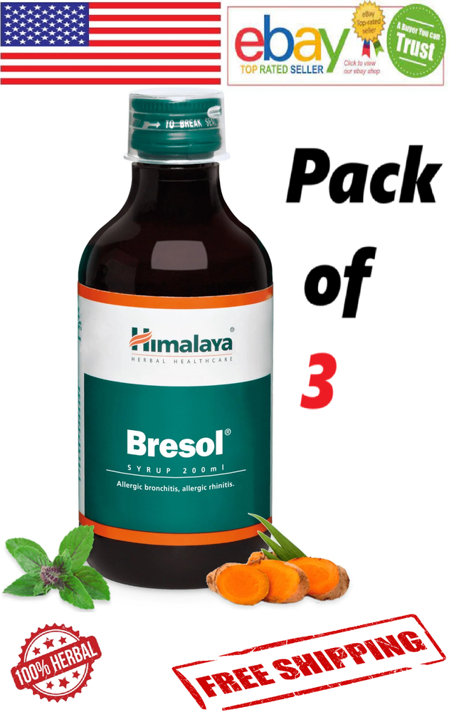 3x Himalaya Bresol Syrup For Breathing Wellness 200ml. Each (FREE SHIP)