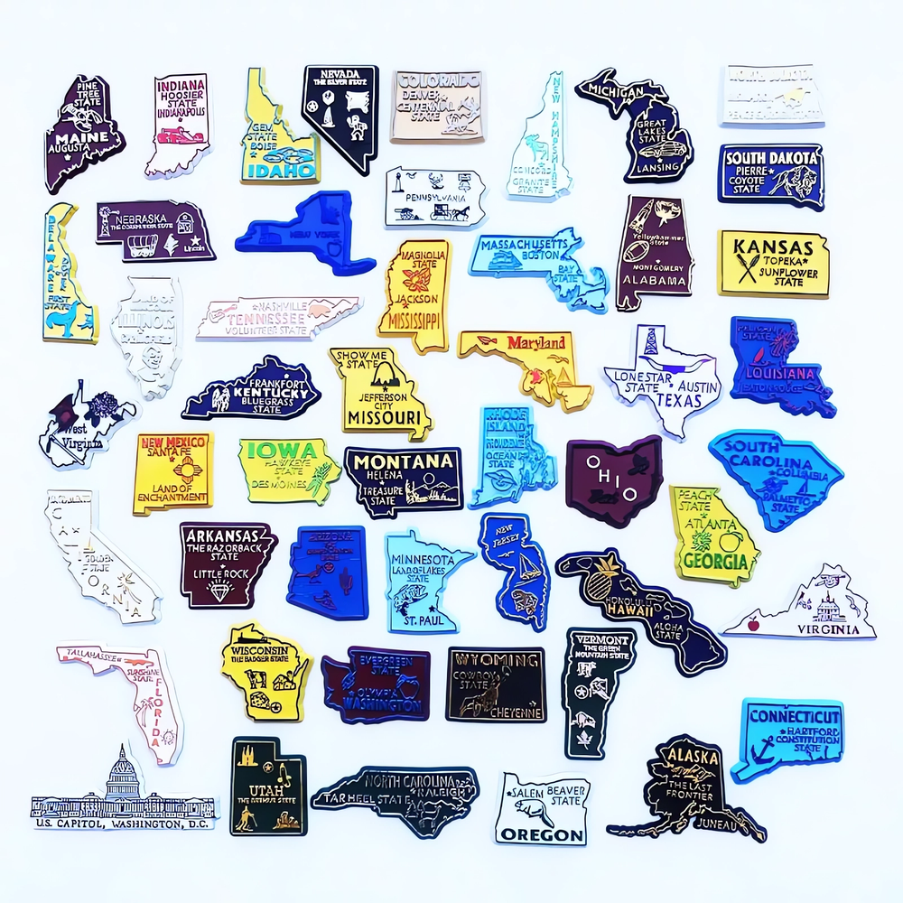 Various States in the United States Souvenir Artwork PVC Fridge Magnet For Gift
