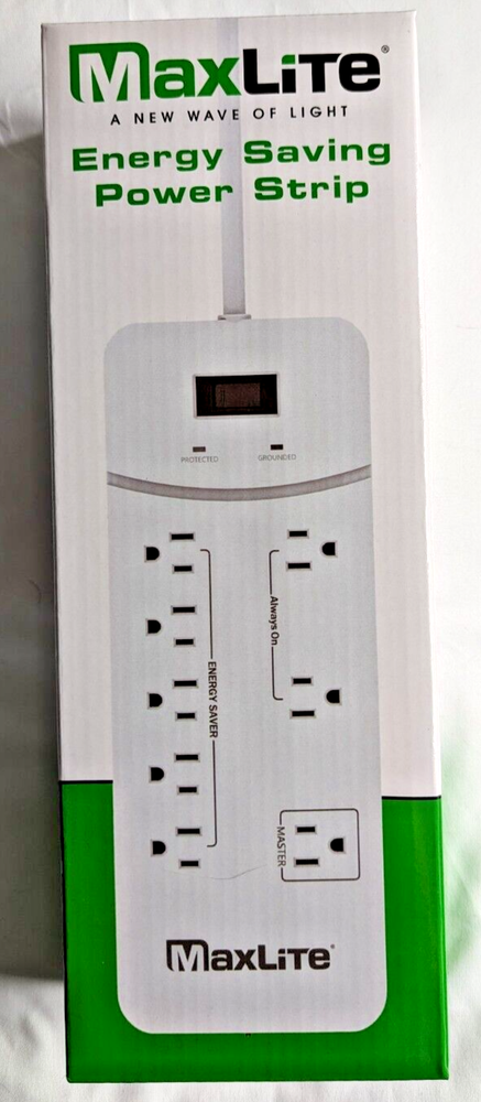 Max Light- Electric Power Strip 8 outlets- 4ft power cord-energy saver