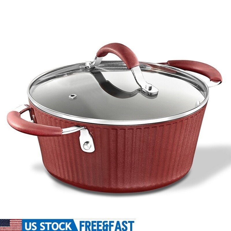 Non-Stick 2.1qt Induction Cooking Pot with Lid - Durable & Easy Clean