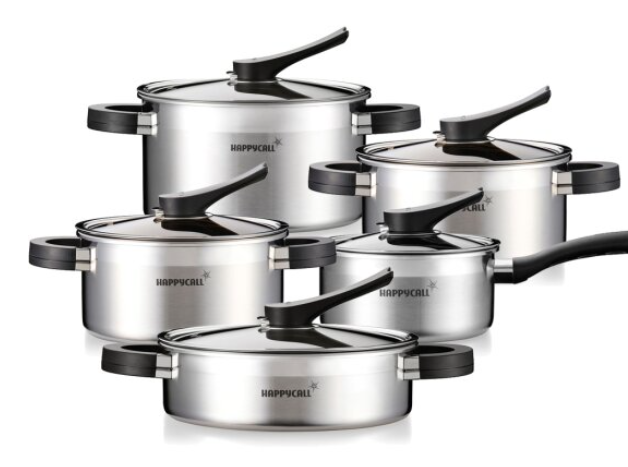 Happycall IH 3-Ply Stainless Steel 5-Piece Cookware Set with Glass Lids - Fast Delivery