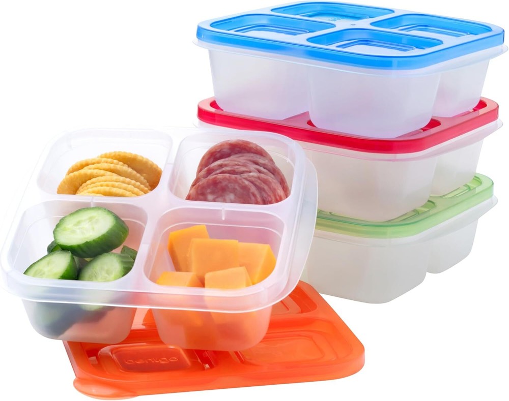 Bentgo Easyboxes 4-Compartment Snack Containers - 8-Piece Set with 4 Classic Lunch Boxes