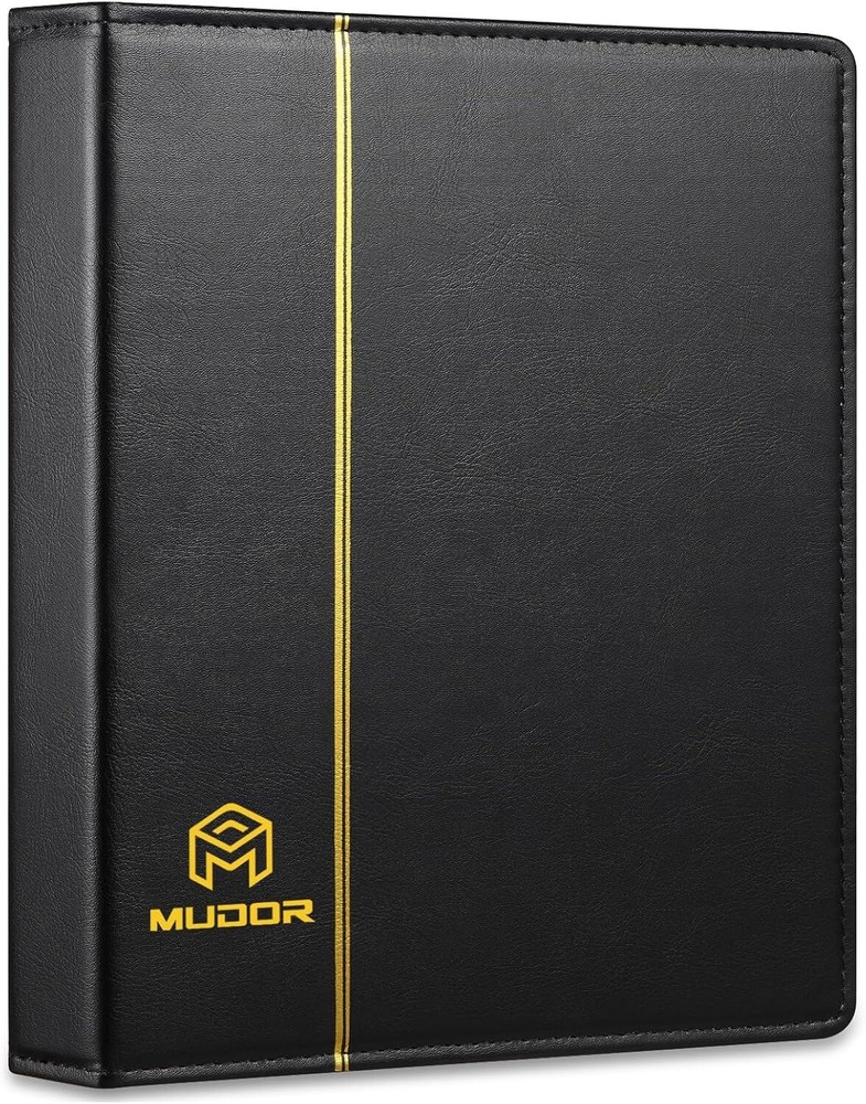 MUDOR Empty Premium PU Classic Binder, 4 Ring Binder Albums Stockbook for Stamps