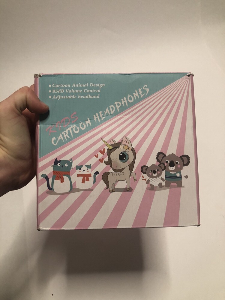 Wireless Kid Headphones LED Cartoon Blue Unicorn Adjustable New