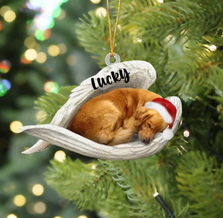 Golden retriever Sleeping Angel Christmas Flat Acrylic Dog Ornament