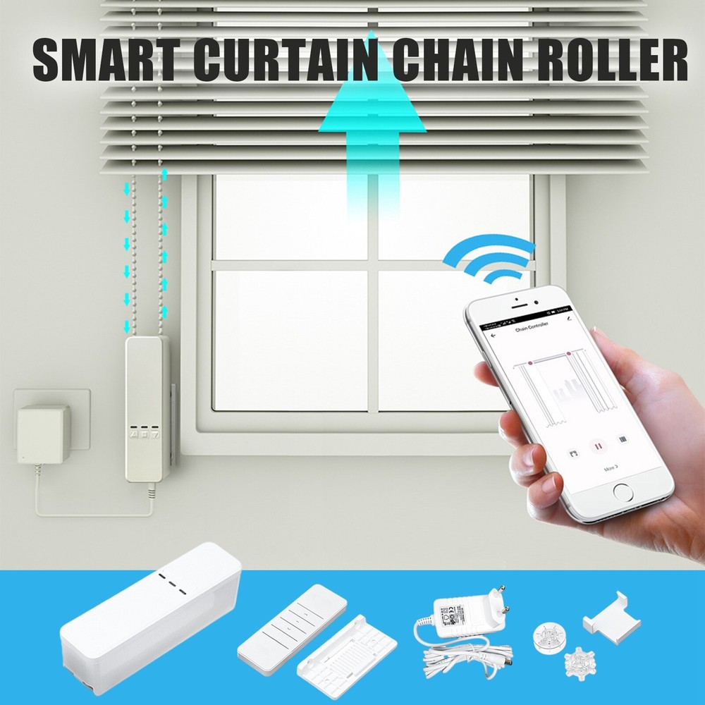 Smart Curtain Chain Roller Blind Shade Shutter Drive Motor WIFI APP Control Home