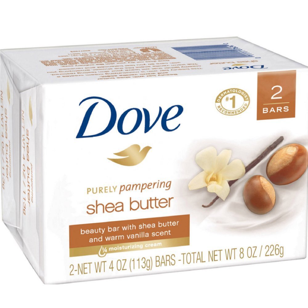 Dove Shea Butter Beauty Bar 4 oz 2-Pack for Nourished Skin
